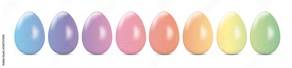 Easter banner, background with eggs in rainbow colors, vector illustration Easter banner, background with eggs in rainbow colors, vector illustration