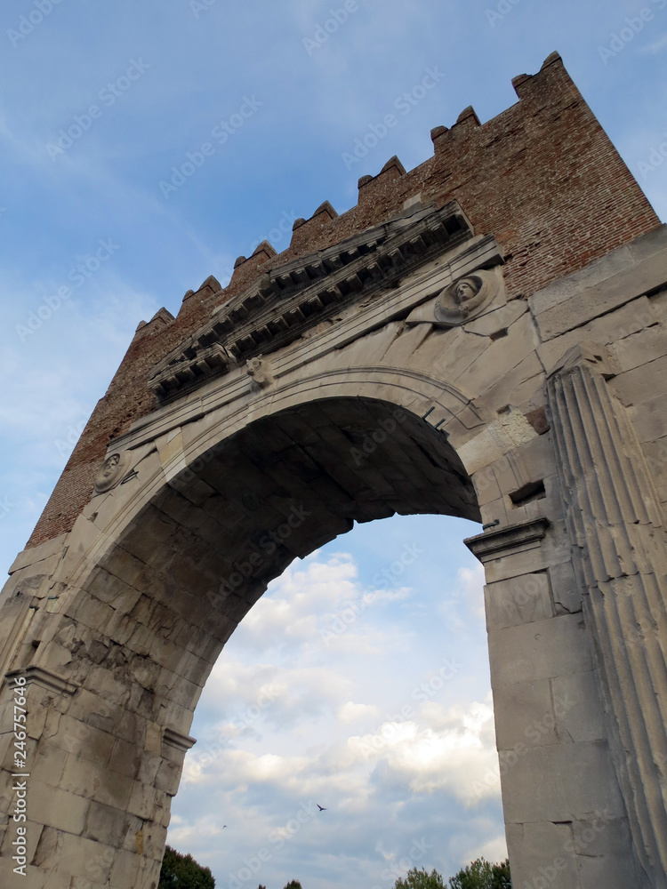 Arch of Emperor Augustus, Rimini, Italy.  This building is more than 2000 years old.