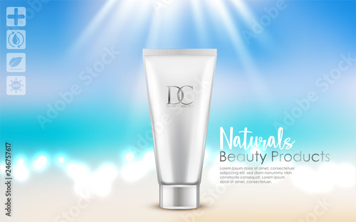Cosmetic cream tube isolated on white background