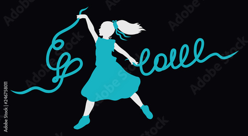Fotografie silhouette of a girl dancing with ribbons