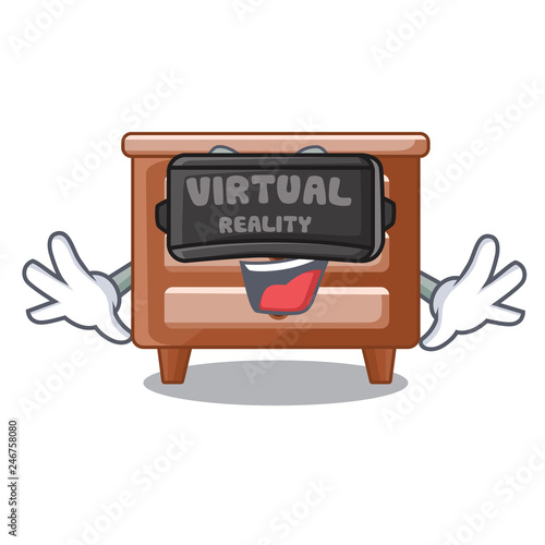 Virtual reality character bedside table in the room