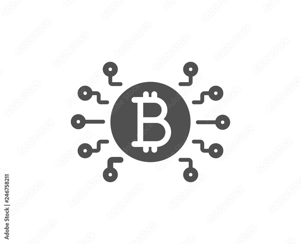 Bitcoin system icon. Cryptocurrency scheme sign. Crypto money symbol. Quality design element. Classic style icon. Vector Bitcoin system icon. Cryptocurrency scheme sign. Crypto money symbol. Quality design element. Classic style icon. Vector