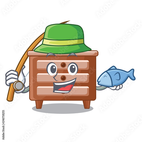Fishing character bedside table in the room