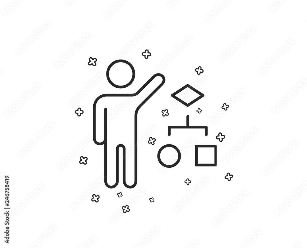 Algorithm line icon. Business management sign. Development symbol. Geometric shapes. Random cross elements. Linear Algorithm icon design. Vector Algorithm line icon. Business management sign. Development symbol. Geometric shapes. Random cross elements. Linear Algorithm icon design. Vector