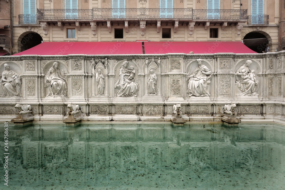 fontanta  piazza  dei  miracoli siena  italia