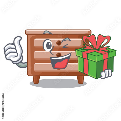 With gift character bedside table in the room