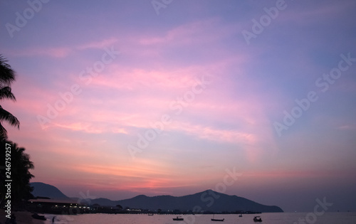 Colorful of sunset on sea scape background