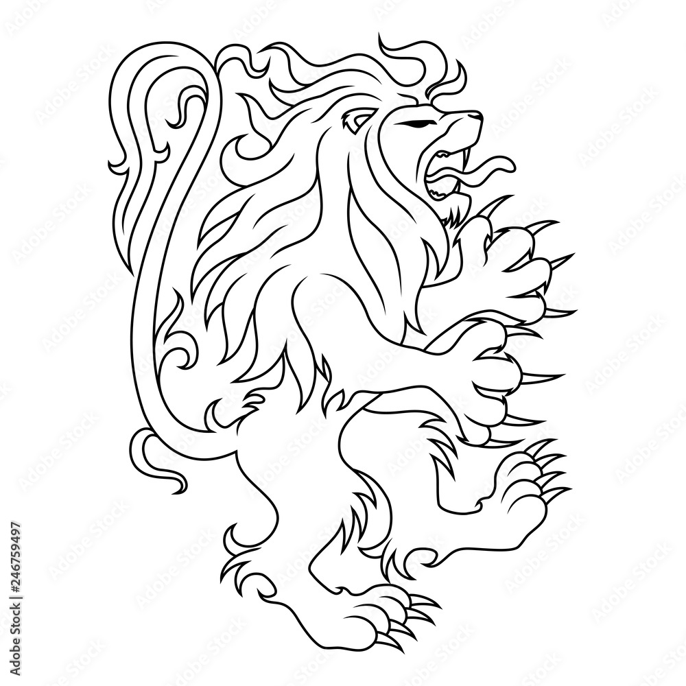 Angry lion sign on a white background.