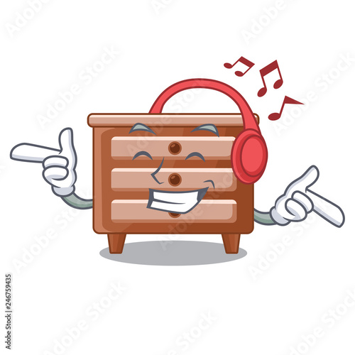 Listening music character bedside table in the room