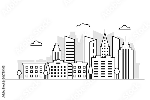 Thin line cityscape vector illustration