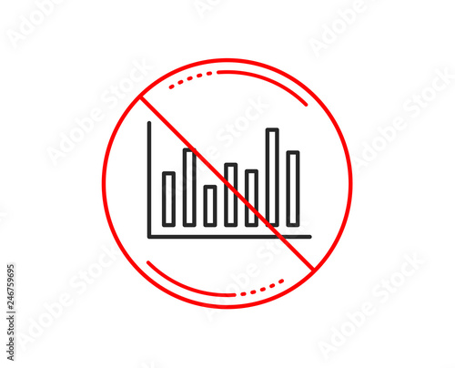 No or stop sign. Column chart line icon. Financial graph sign. Stock exchange symbol. Business investment. Caution prohibited ban stop symbol. No  icon design.  Vector