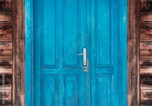 blue rustic door. retro house door