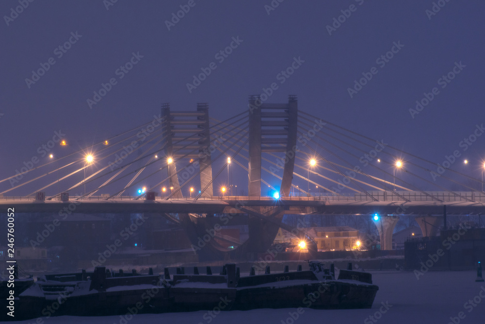 Obraz premium Bridge Betancourt in the winter, in St. Petersburg.