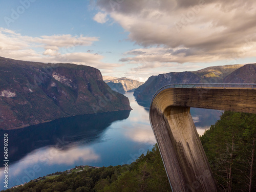 Aerial view. Fjord landscape at Stegastein viewpoint Norway