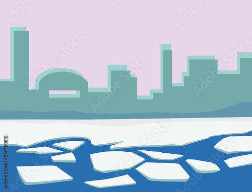 the ice on the river. broken ice
