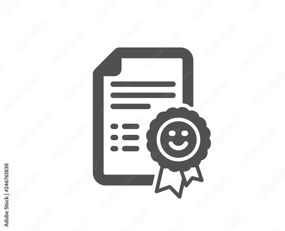Smile award icon. Positive feedback rating sign. Customer satisfaction symbol. Quality design element. Classic style icon. Vector Smile award icon. Positive feedback rating sign. Customer satisfaction symbol. Quality design element. Classic style icon. Vector