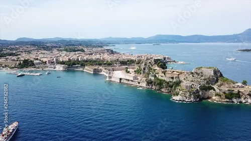 Wallpaper Mural Aerial drone video of iconic old Venetian sea fortress of Corfu near center of old town, Kerkyra island, Greece Torontodigital.ca