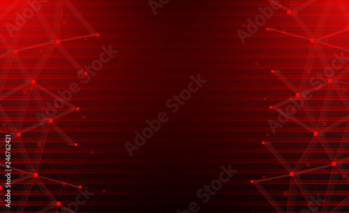 Red global communication striped background with abstract network.