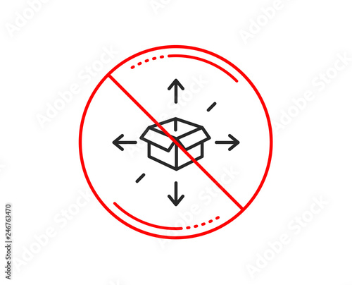 No or stop sign. Parcel delivery line icon. Logistics service sign. Tracking symbol. Caution prohibited ban stop symbol. No icon design. Vector