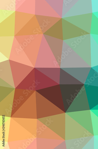 Illustration of abstract Green  Orange  Yellow vertical low poly background. Beautiful polygon design pattern.