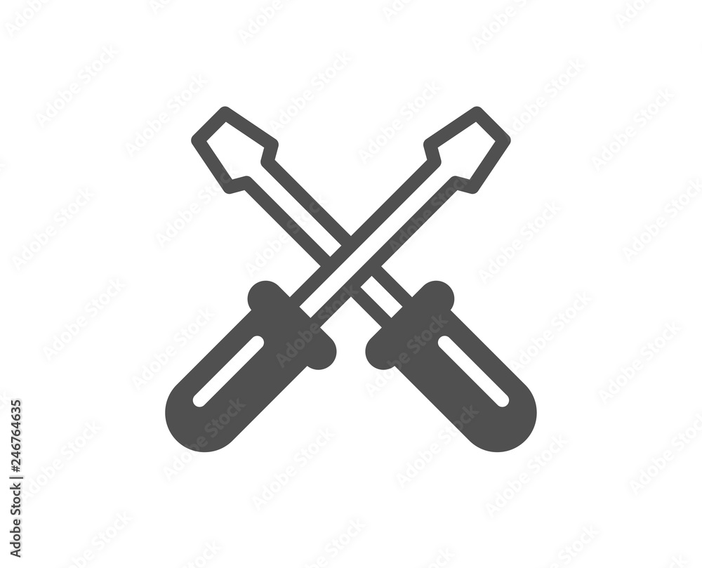 Screwdriver icon. Repair service sign. Fix instruments symbol. Quality design element. Classic style icon. Vector Screwdriver icon. Repair service sign. Fix instruments symbol. Quality design element. Classic style icon. Vector