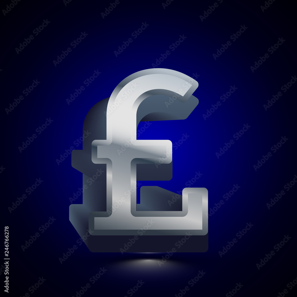 3D stylized Pound icon. Silver vector icon. Isolated symbol illustration on dark background. 3D stylized Pound icon. Silver vector icon. Isolated symbol illustration on dark background.