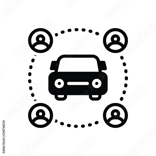 Black solid icon for carsharing  ride  