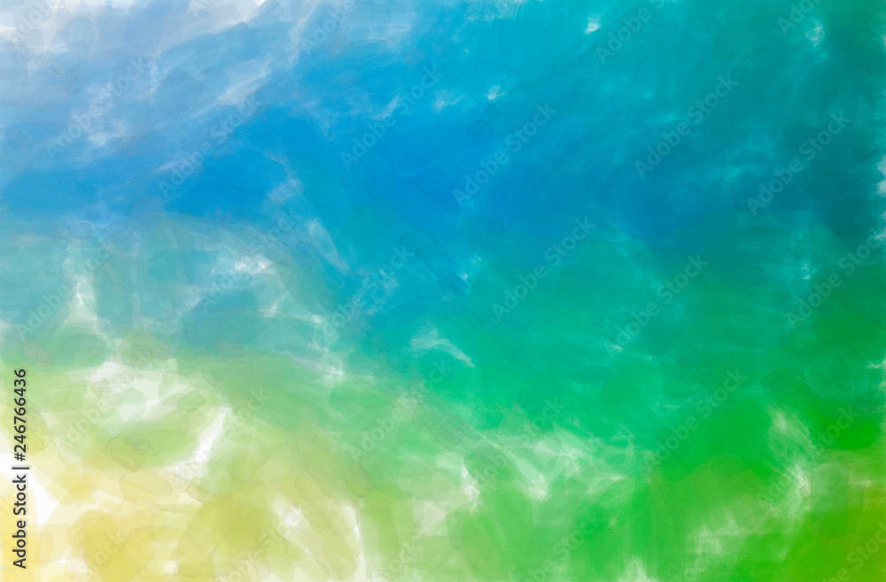 Obraz premium Abstract illustration of blue, green, yellow Watercolor with low coverage background