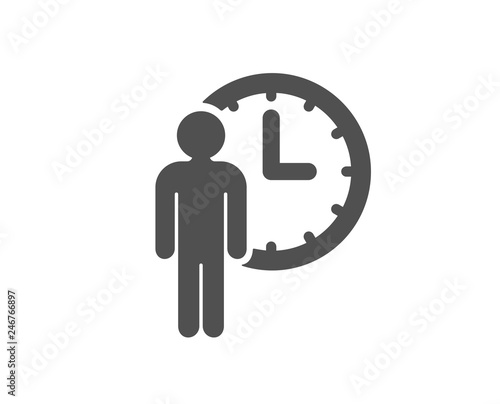 Person waiting icon. Service time sign. Clock symbol. Quality design element. Classic style icon. Vector
