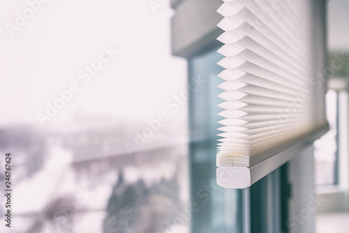 Fotografie, Tablou Home blinds - cordless cellular honeycomb pleated shade modern shades on apartment windows