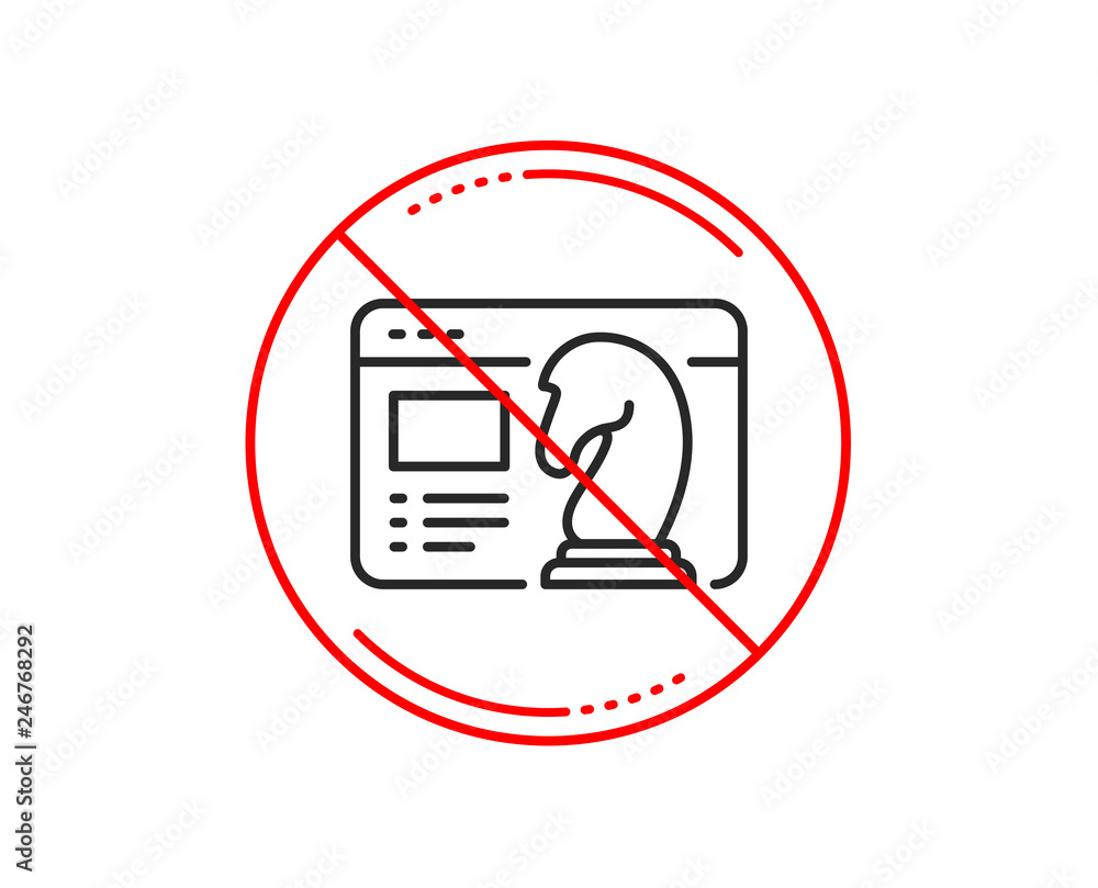 No or stop sign. Seo strategy line icon. Search engine optimization sign. Analytics chess symbol. Caution prohibited ban stop symbol. No icon design. Vector No or stop sign. Seo strategy line icon. Search engine optimization sign. Analytics chess symbol. Caution prohibited ban stop symbol. No icon design. Vector