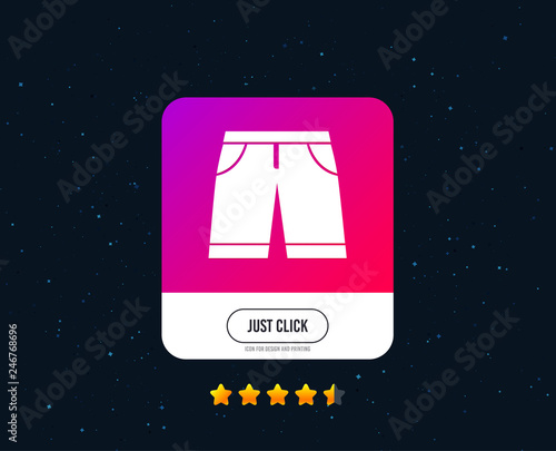 Men's Bermuda shorts sign icon. Clothing symbol. Web or internet icon design. Rating stars. Just click button. Vector