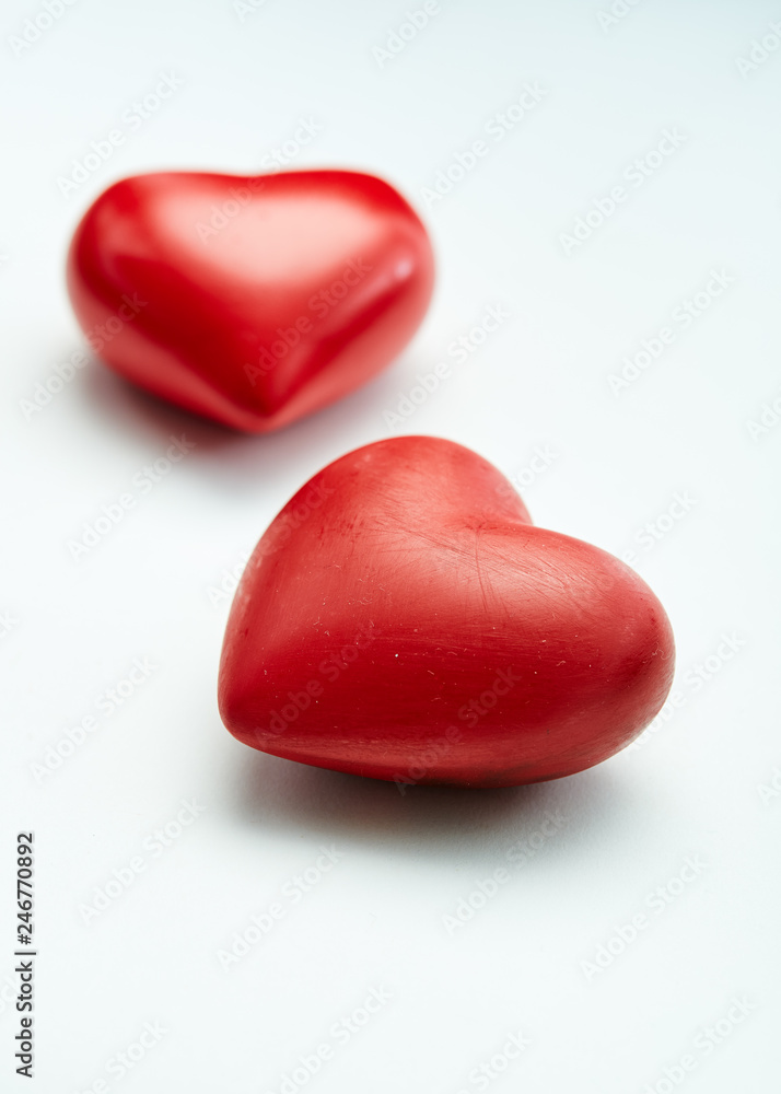 valentines day festival Two decorative red hearts isolated on white background valentines day festival Two decorative red hearts isolated on white background