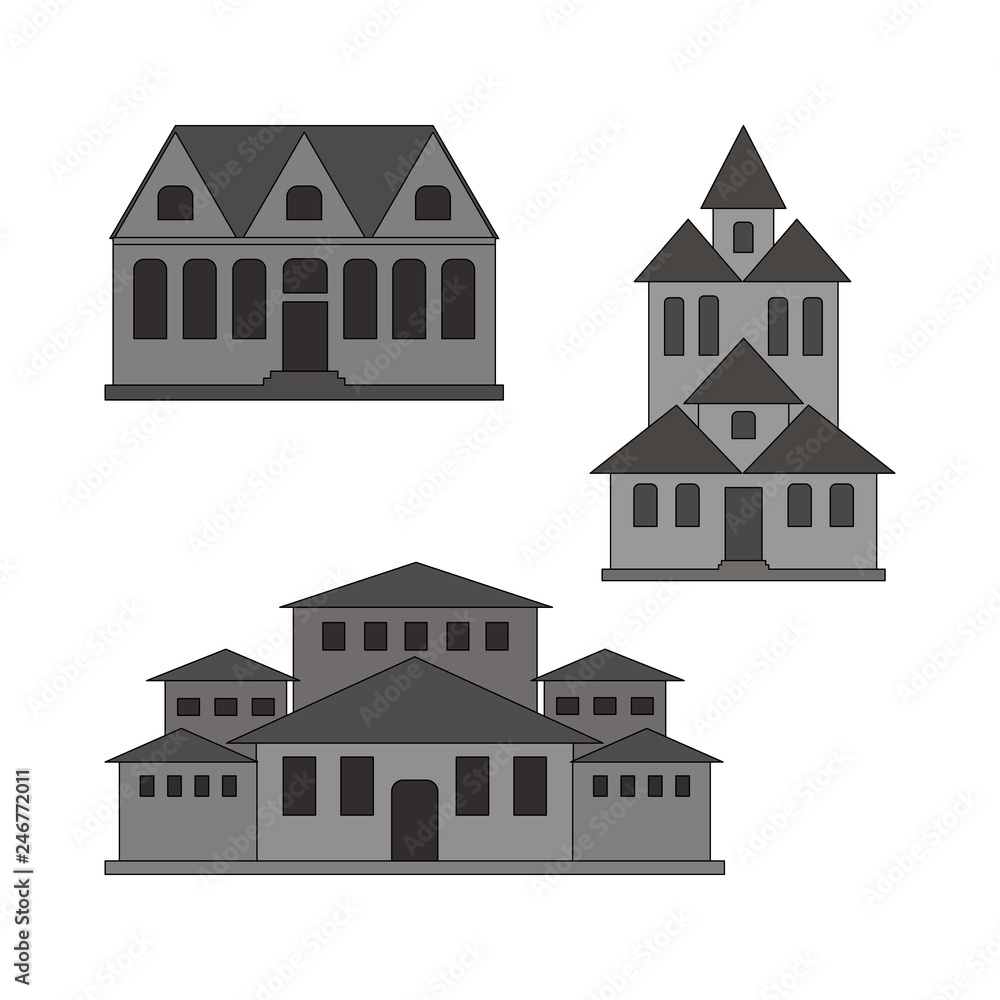 set of vector houses. vector illustration isolated on white set of vector houses. vector illustration isolated on white