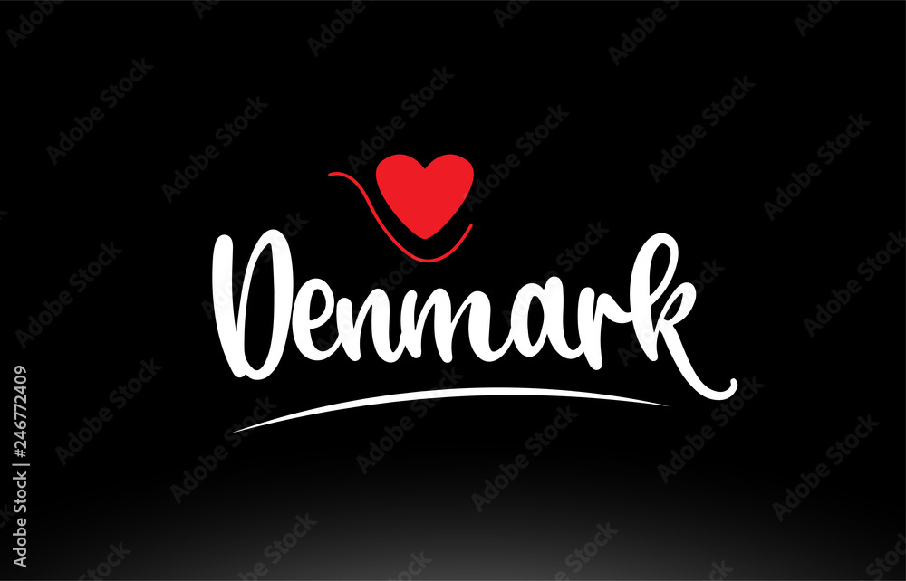 Denmark country text typography logo icon design on black background