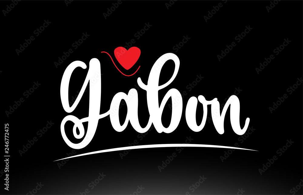 Gabon country text typography logo icon design on black background