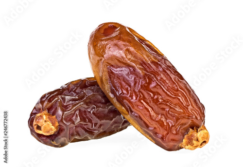 Close up of dried dates isolated on white background