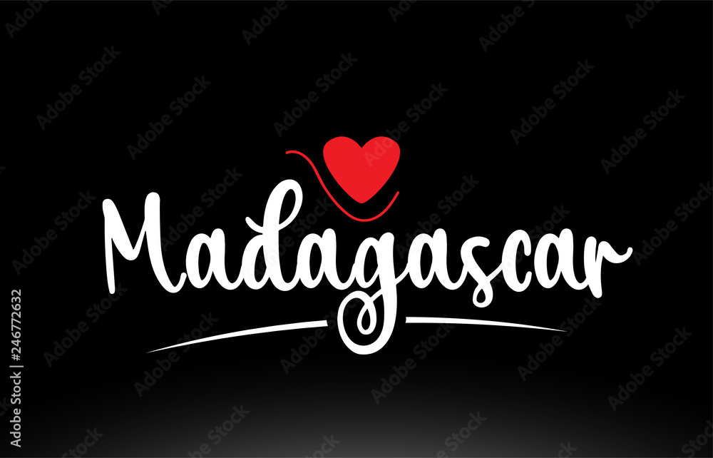 Madagascar country text typography logo icon design on black background