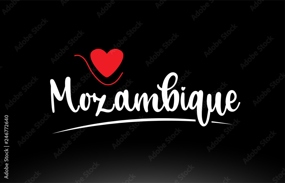 Mozambique country text typography logo icon design on black background