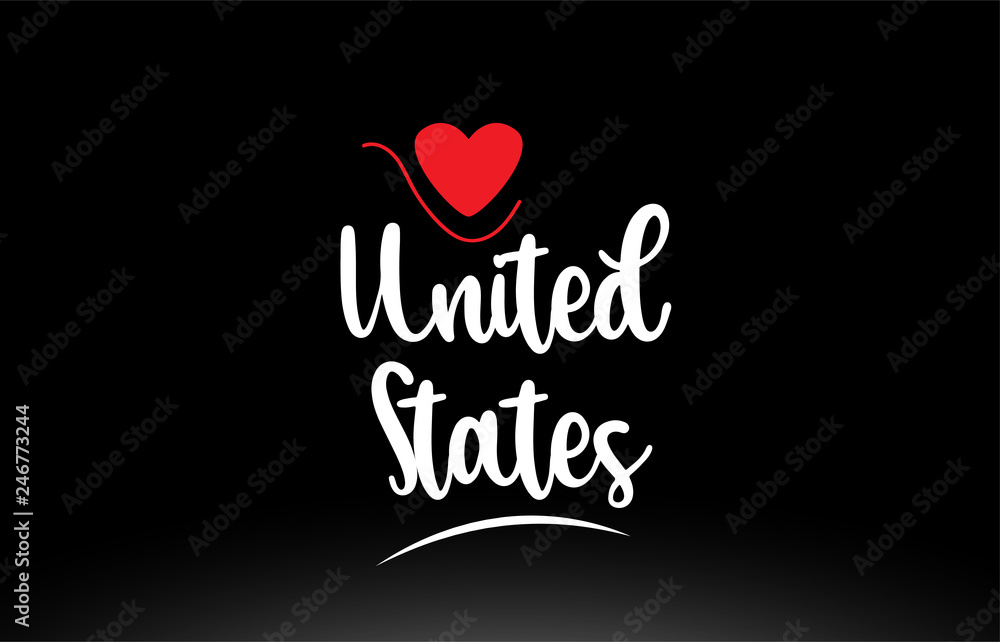 United States US country text typography logo icon design on black background