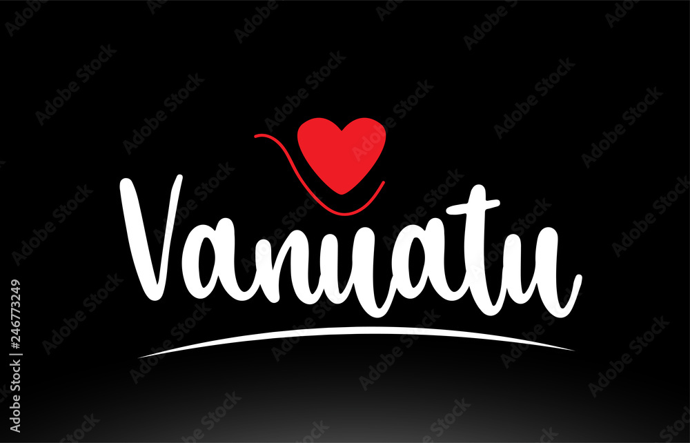Vanuatu country text typography logo icon design on black background