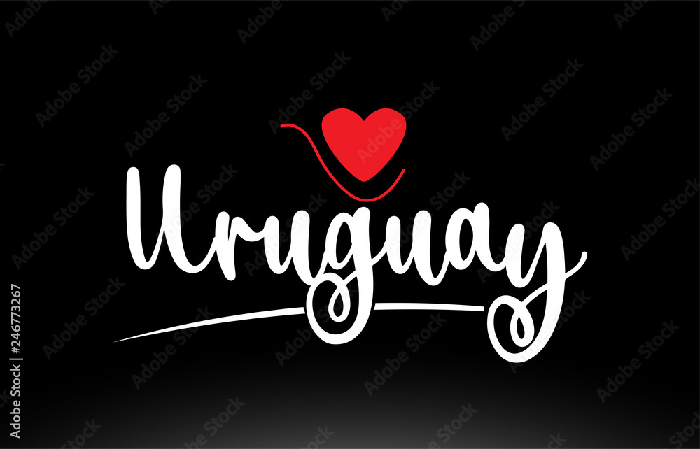 Uruguay country text typography logo icon design on black background