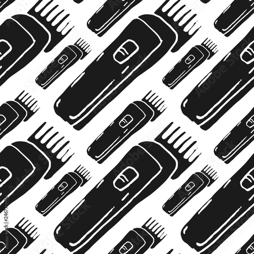 hair clipper vector seamless pattern