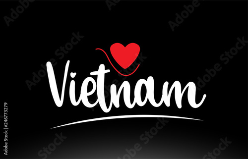 Vietnam country text typography logo icon design on black background