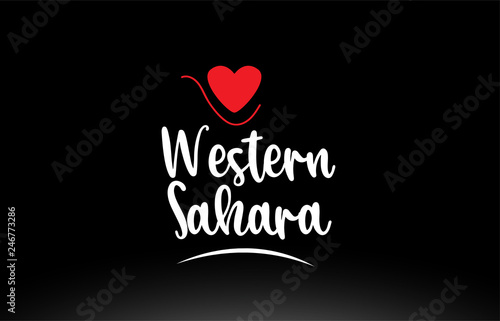 Western Sahara country text typography logo icon design on black background