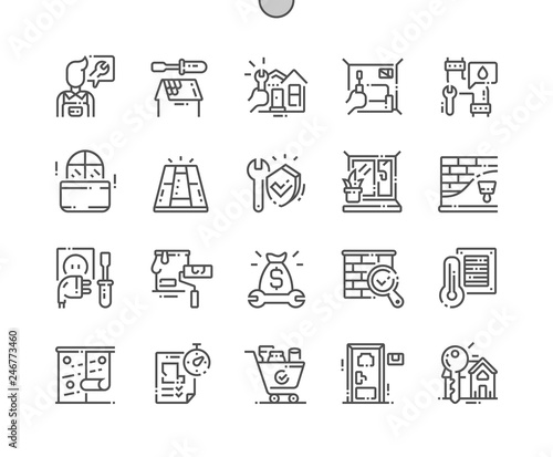 General repair concepts Well-crafted Pixel Perfect Vector Thin Line Icons 30 2x Grid for Web Graphics and Apps. Simple Minimal Pictogram