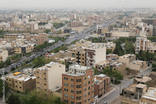 Isfahan residential building skyline view of yellow rofftops in Isfahan, Iran