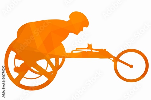 illustration of an invalid athlete on a wheelchair, vector drawing