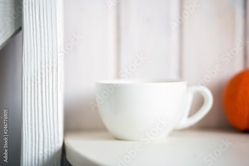 White mug on kitchen table