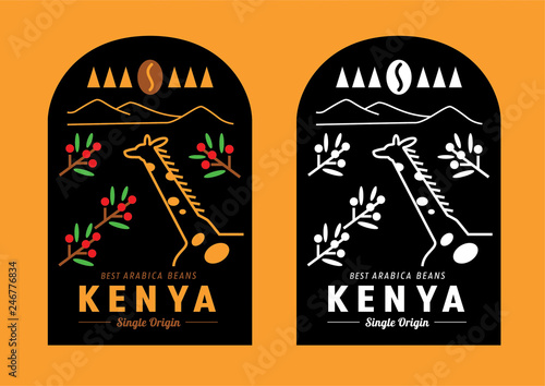 Kenya coffee bean label design